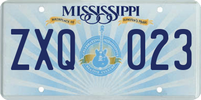 MS license plate ZXQ023