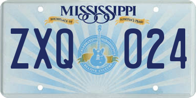 MS license plate ZXQ024