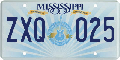MS license plate ZXQ025