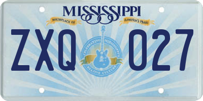MS license plate ZXQ027