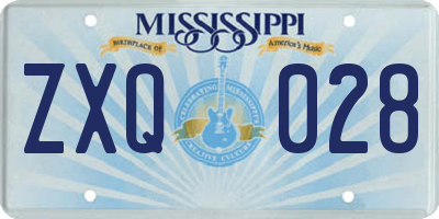 MS license plate ZXQ028