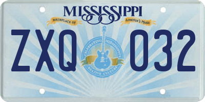 MS license plate ZXQ032