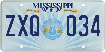 MS license plate ZXQ034