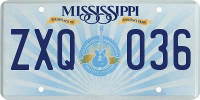 MS license plate ZXQ036