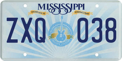 MS license plate ZXQ038