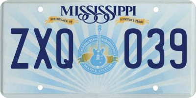 MS license plate ZXQ039