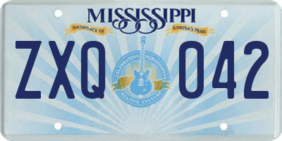 MS license plate ZXQ042