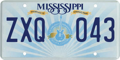 MS license plate ZXQ043