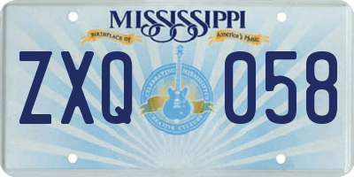 MS license plate ZXQ058