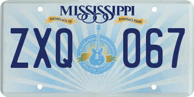 MS license plate ZXQ067