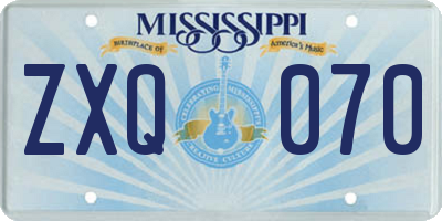 MS license plate ZXQ070