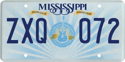 MS license plate ZXQ072