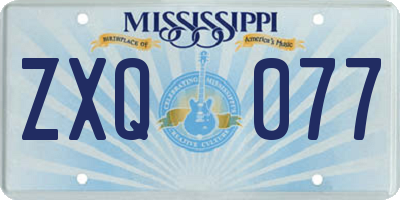 MS license plate ZXQ077