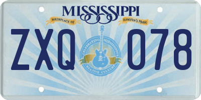 MS license plate ZXQ078