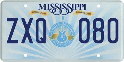 MS license plate ZXQ080