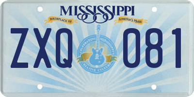 MS license plate ZXQ081