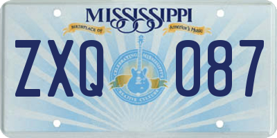 MS license plate ZXQ087