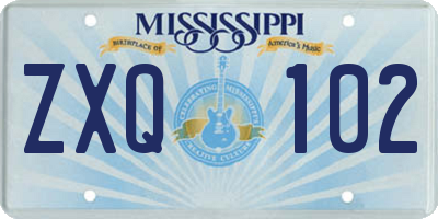 MS license plate ZXQ102