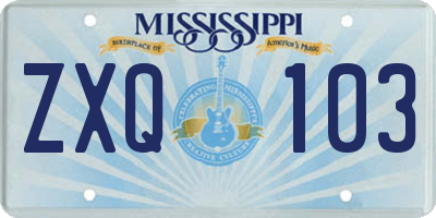 MS license plate ZXQ103