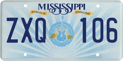 MS license plate ZXQ106