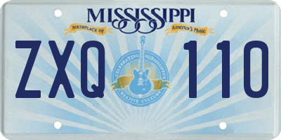 MS license plate ZXQ110