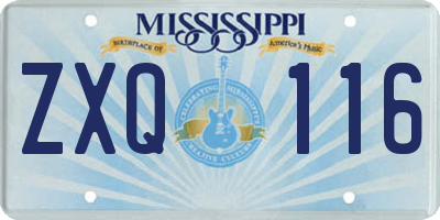 MS license plate ZXQ116