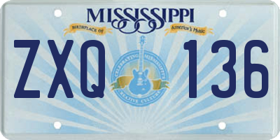MS license plate ZXQ136