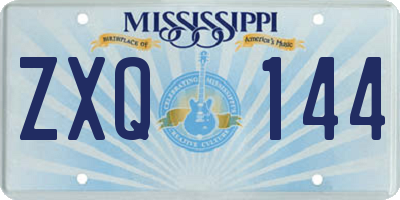 MS license plate ZXQ144