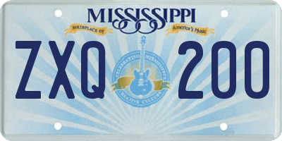 MS license plate ZXQ200
