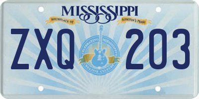 MS license plate ZXQ203