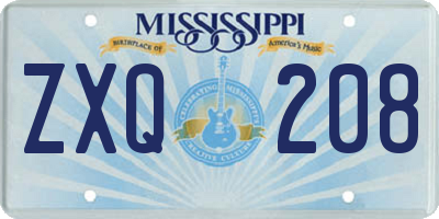 MS license plate ZXQ208
