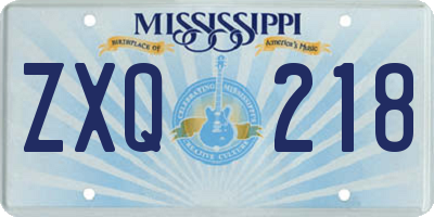 MS license plate ZXQ218