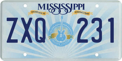 MS license plate ZXQ231