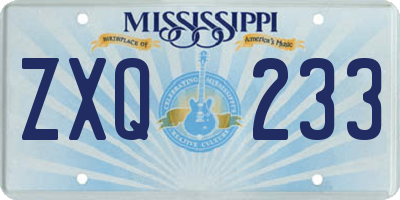 MS license plate ZXQ233