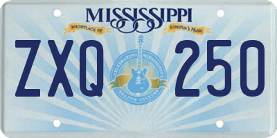 MS license plate ZXQ250