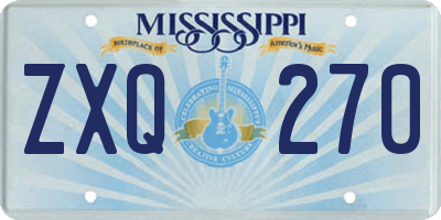 MS license plate ZXQ270