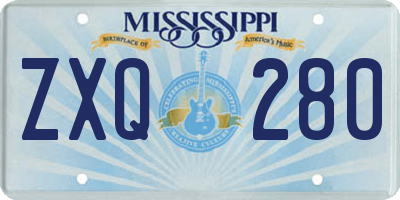 MS license plate ZXQ280