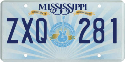 MS license plate ZXQ281