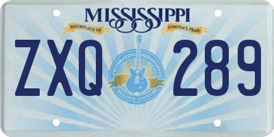 MS license plate ZXQ289