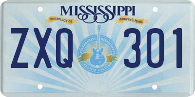 MS license plate ZXQ301