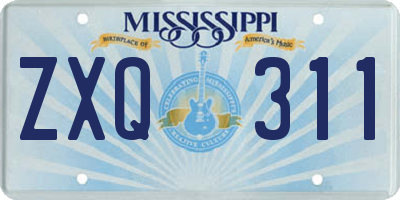 MS license plate ZXQ311