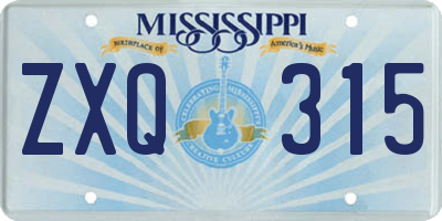 MS license plate ZXQ315