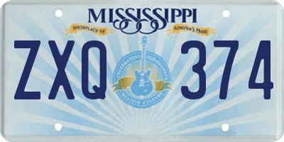 MS license plate ZXQ374