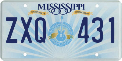 MS license plate ZXQ431