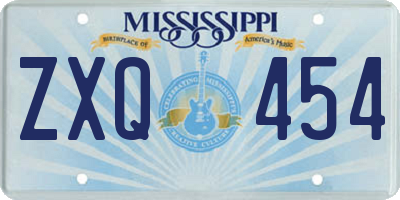 MS license plate ZXQ454