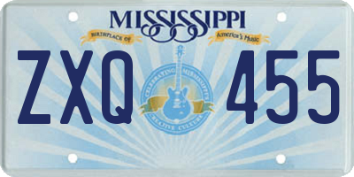 MS license plate ZXQ455