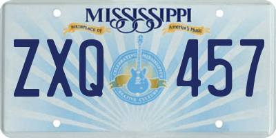 MS license plate ZXQ457