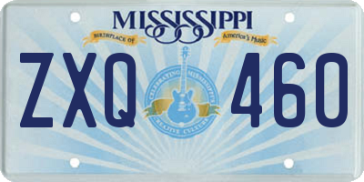 MS license plate ZXQ460