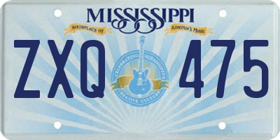 MS license plate ZXQ475
