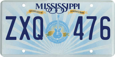 MS license plate ZXQ476